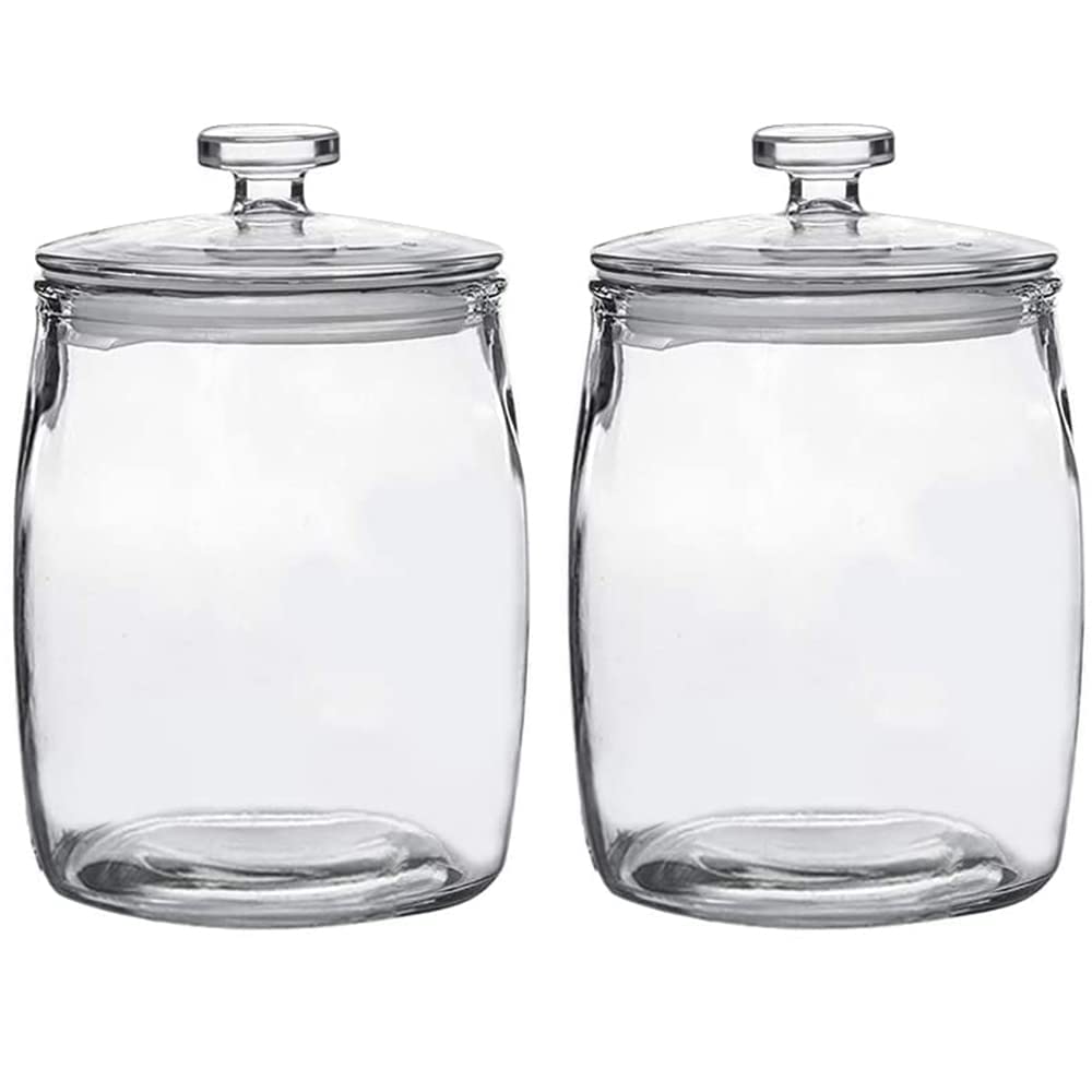Half Gallon Glass Jars with Lid, Wide Mouth Cookie Jars Set of 2, Apothecary Jar for Candy, Glass Canisters for Kitchen Storage and Laundry Organization