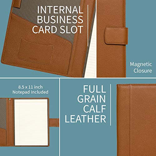 Image of Maruse Italian Leather Executive Padfolio, Folder Organizer with Magnetic Closure and Writing Pad, Handmade in Italy, Rope