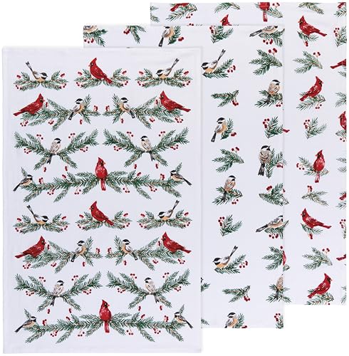 Image of Now Designs Danica Birds & Boughs Xmas Floursack Dishtowels, 1 EA