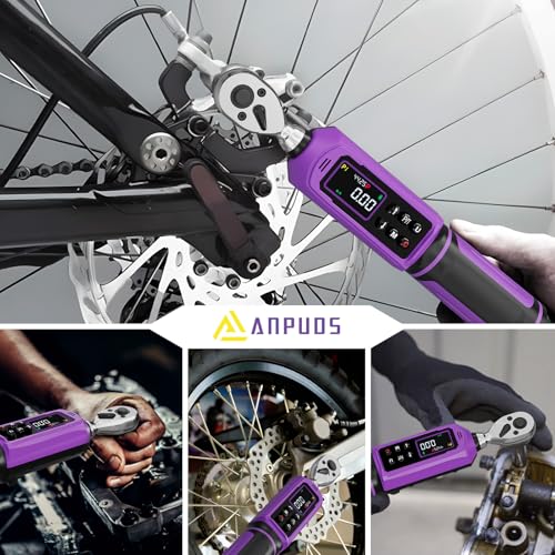 Image of ANPUDS Digital Torque Wrench, ±1% Accuracy, 0.66-44.25 Ft-lb | 3 /8 Drive Dual Direction Ratchet Electric Torque Wrench, Vibration /Buzzer /LED Flash Alert, for Bike Motorcycle & Automotive