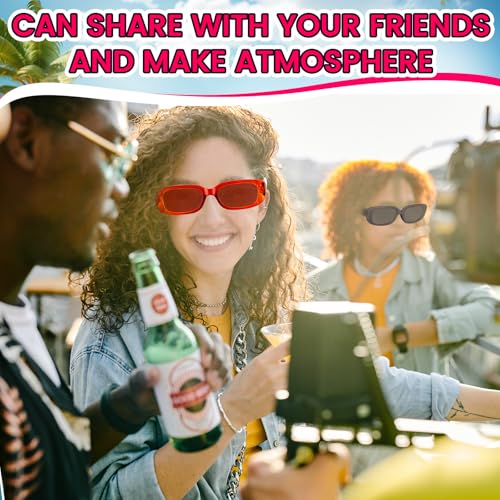 Image of Ecally 24 /36 Set DIY Rectangle Sunglasses Kit for Women Vintage Trendy Sunglasses to Decorate for 90s Crafts Party