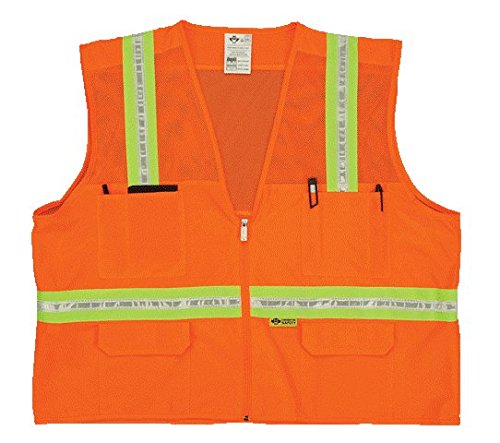 2W 8038-M XXL Mesh Multi-Pocket Surveyor Vest - Orange44; XX-Large