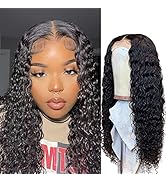 Deep Wave Transparent HD Lace Front Wigs Human Hair Wig Pre Plucked 180% Density 4X4 Glueless Lac...