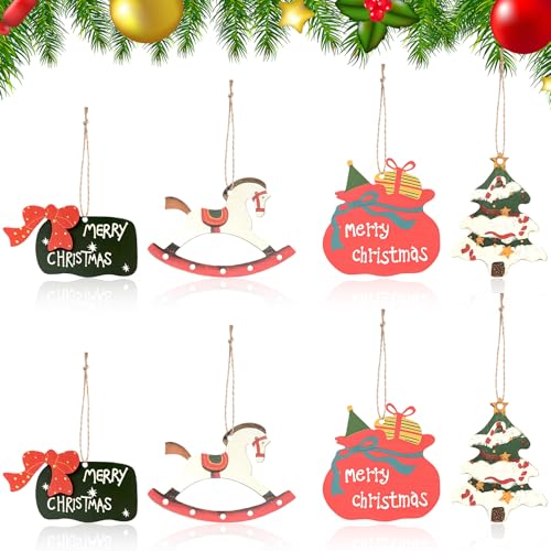 8 Stück Weihnachtsanhänger Holz – Weihnachtsdeko innen für...
