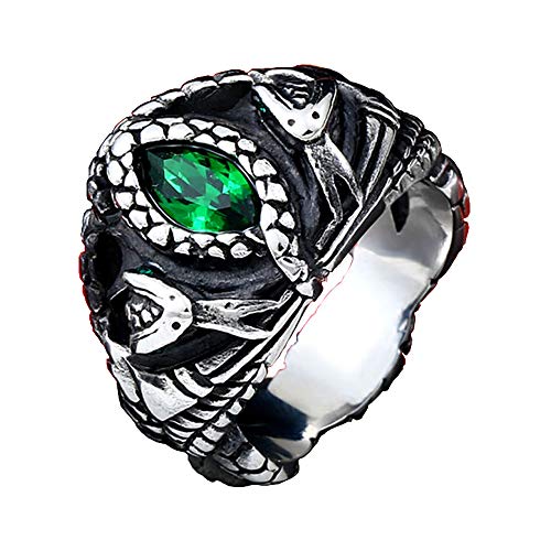 ZMY Mens Jewelry Stainless Steel Ring, Aragon's Green Gem Stone Snake Gothic Rings (12)