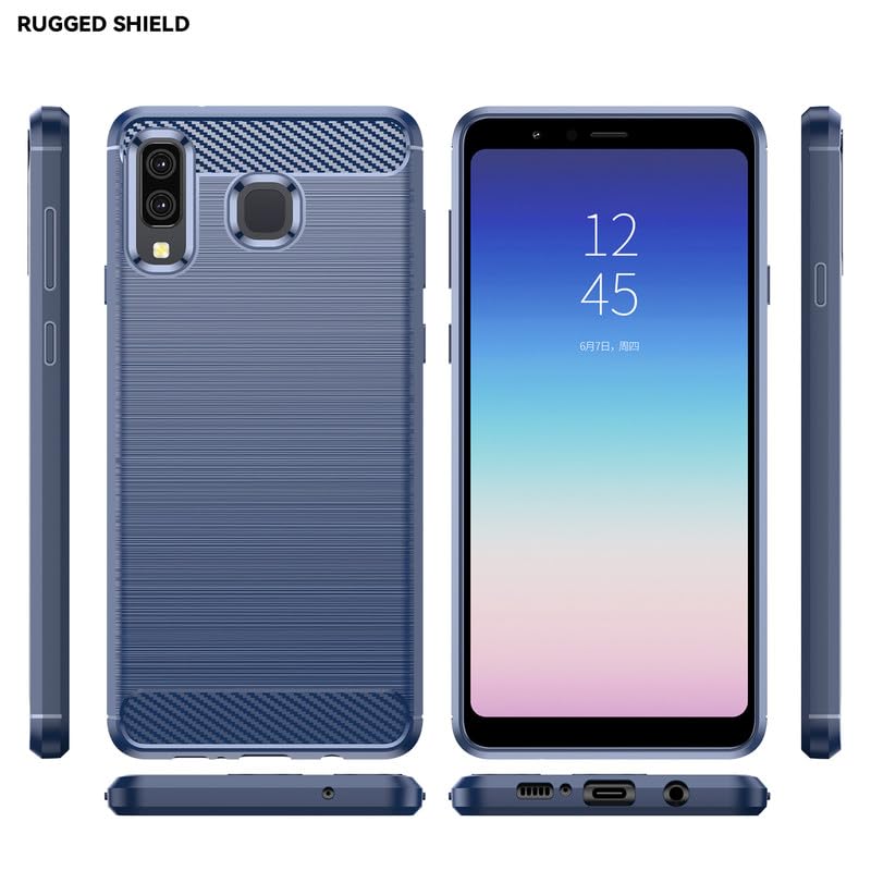 Image of Flexible Back Case Cover for Samsung Galaxy A8 Star - Blue (Carbon Fibre)