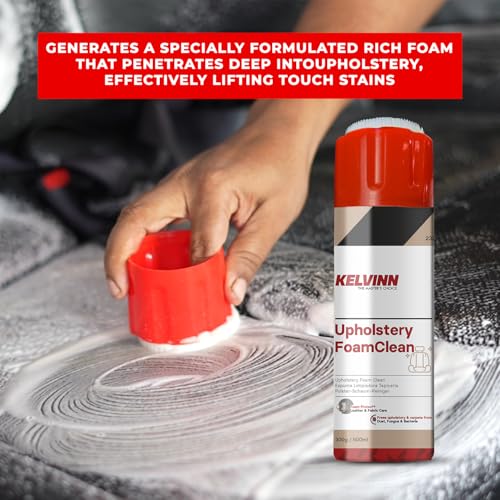 Image of Kelvinn Upholstery Cleaner Foam Spray 500ml, Sofa Carpet Car Interior Upholstery Cleaner for Stain Removal Dirt Odor Removal, Quick Dry Fabric and Couch Seats Leather Vinyl