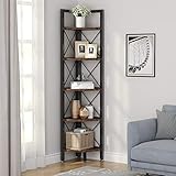 Tribesigns 5 Tier Corner Shelf, Rustic Corner Bookshelf Small Bookcase Corner Storage Rack Plant Stand for Living Room, Home Office, Kitchen, Small Space
