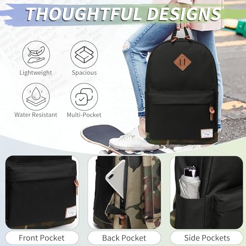 Kasqo School Backpack, Classic Lightweight 14-15.6 Inch Laptop Bookbag for Men Women Teens Girls Boys College4