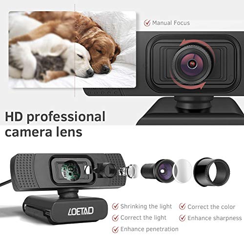 Webcam with Microphone 1080P HD Webcam for Desktop Laptop Web Camera Living Streaming Webcam USB Plug and Play Video Calls Conference Online Class Zoom Meeting Noise Reduction - Thumbnail 6