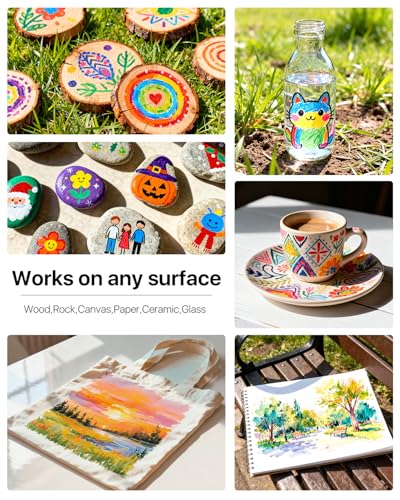 Image of JusArt Acrylic Paint Markers 36 Colors, Dual Tip Art Supplies for Rock | Acrylic Markers for Kids, Paint Pens for Wood Glass Fabric, School Supplies & Classroom Must Haves, Great Gift for Artists.