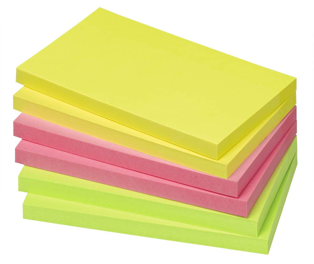 Haftnotizen, Brilliantmix, 125 x 75mm, 80 Blatt pro Block, 6 Blöcke pro Pack, 20 Packs im Karton