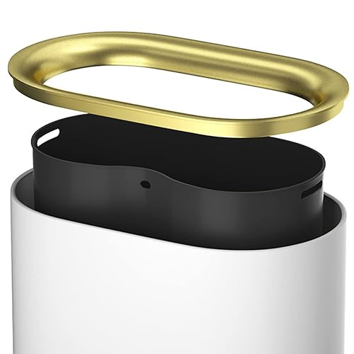 Miniatura 5 de Cubo de basura pequeño ovalado de acero inoxidable de 1.6 galones, contenedor de basura con parte superior abierta para baño, cocina, oficina,