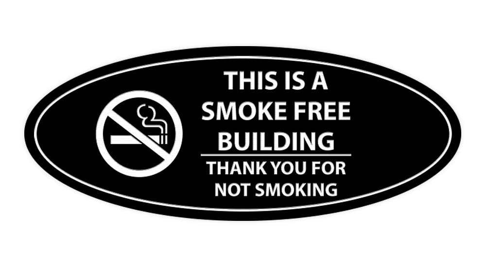 Signs ByLITA Oval This is A Smoke Free Building Thank You for NOT Smoking Sign (Black) - Medium