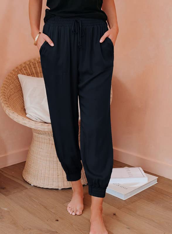 Image of Dokotoo Womens 2026 Soft Casual Drawstring Tie Elastic Waist Loose Jogger Pants with Pockets