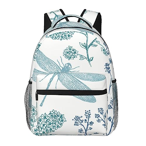 Sac à dos d'écolier léger à motif feuilles vertes et fermeture éclair