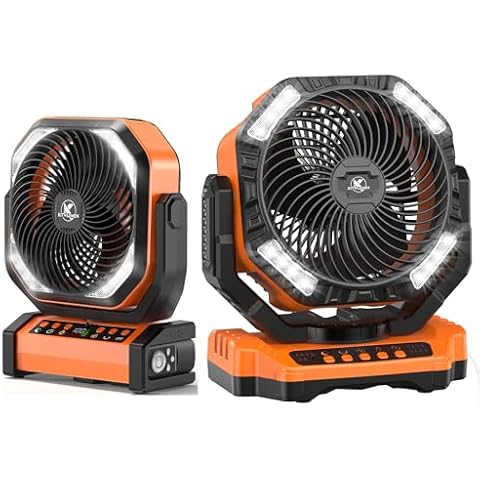 KITWLEMEN 20000mAh Auto-Oscillating 9-Inch Camping Fan & 40000mAh Auto-Oscillating Battery Powered Camping Fan, 9/4 Speeds 8H Timer for Powerful Cooling - Ideal for Indoor and Outdoor Use Cover