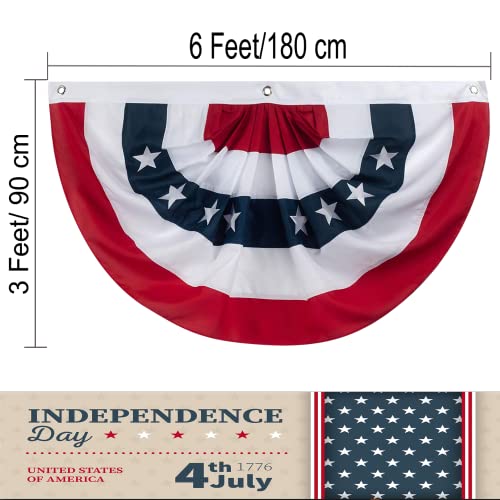 Kdwdwll Usa Pleated Fan Flag American Us Bunting Flag Patriotic Half Fan Banner Flag With Canvas Header And Brass Grommets For 4Th Of July Memorial Day Indoor Outdoor Decoration (3.0X6.0 Feet，2 Pack) #TOP1