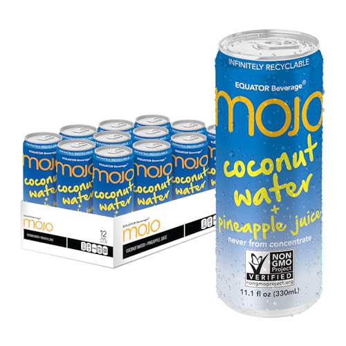 MOJO Coconut Water + Pineapple Juice | Hydration Drink & Sports Drink | Electrolytes Beverage 1043 mg | Vitamin B & C | Hydration Drink for Skin & Body | 11.1 Oz (Pack Of 12)