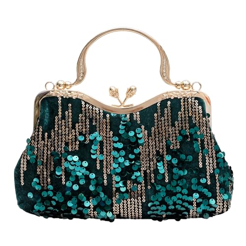 lapulio Bolsa De Noite Vintage Veludo Com Lantejoulas E Ferragens Florais, Adequada Para Banquetes, Festas Casamento Ocasiões Formais