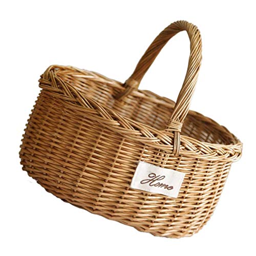 Hemoton Cesta de Piquenique de Vime Cesta de Piquenique de Vime Tecido para Camping E Cesta de Armaz