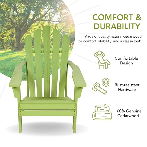 Shine Company 4621Lg Westport Wooden Adirondack Chair | Back Pre-Assembled | Outdoor Patio Firepit Chairs – Lime Green #TOP1