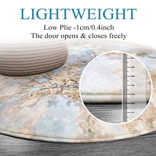 Lahome Marble Round Rugs - 6Ft Washable Large Round Living Room Area Rug Non-Slip Throw Blue Dining Room Rug Soft Ultra-Thin Circle Bedroom Rug Indoor Round Carpet For Office Kitchen Entrance #TOP4