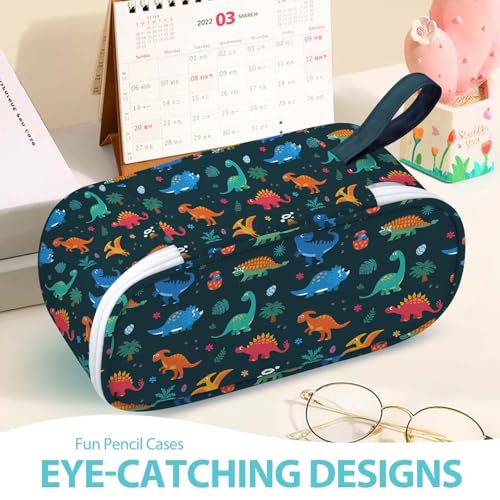 Image of Jcocylse Large Capacity Pencil Case Portable Pencil Pouch Bag School Supplies for College Students(Dinosaurs)