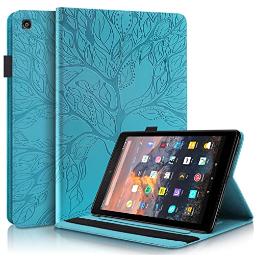 タブレットPCケース Amazon Fireの場合 HD10 2019/2017 PUのレザーケースフリップ財布保護カバーの生活タブレットケースカードスロットタブレット パソコンカバー バックケースカバー (Color : Blue)