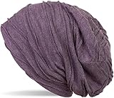 stylische Beanie Mütze mit gelegten Falten - die leichte Stoff Longbeanie kann sowohl im Herbst / Winter als auch im Frühling / Sommer getragen werden