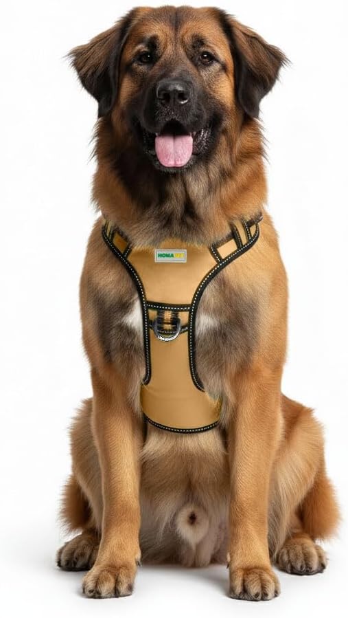 Homapet. Tactical Dog Harness with Dual Leash Attachment Points, Adjustable and Reflective Military Grade Dog Vest with Comfort Control Handle (Copper Brown, S)