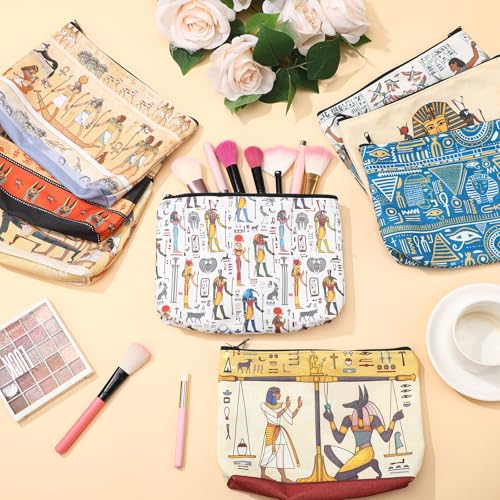 Kacctyen 9 Pcs Egyptian Makeup Bags Egyptian Gifts Cosmetic Pouch Ancient Egypt Canvas Purse Mythology Pharaoh Hieroglyphs Travel Toiletry Bag Gift for Egypt Lover4
