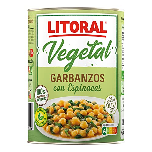 Miniatura 4 de Litoral Vegetal Garbanzos con Espinacas - Plato Preparado Sin Gluten - Pack de 10x425g - Total: 4.25kg