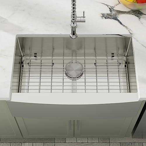 36" Farmhouse Kithen Sink - Dcolora 36 Inch Stainless Steel Apron Front Farm Kitchen Sink With Round Corner X Grooves Rubber Pads 16 Gauge Single Bowl Farm Sink Farmer Basin #TOP1