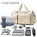 Suruid Sports Gym Bag with Shoes Compartment Travel Duffel Bag with Dry Wet Separated Pocket for Men and Women, Overnight Bag Weekender Bag Training Handbag Yoga Bag - Off White