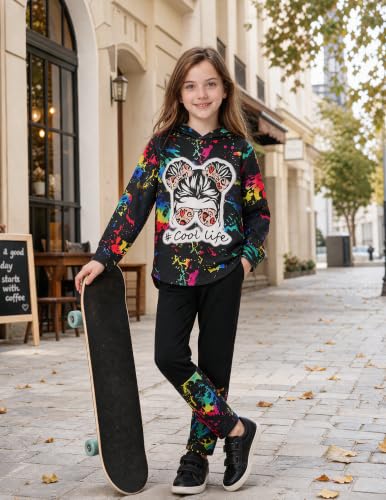 Image of Girls 2 Pcs Fall Winter Tie Dye & Leggings Outfits For Teens 5-14
