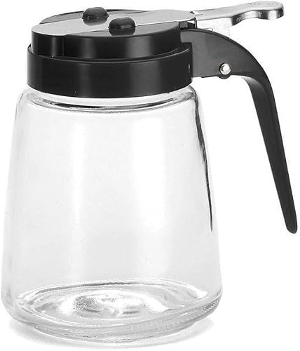 TableCraft 1371BK Modern Glass Dispenser, 12 oz., Dishwasher Safe, Black ABS top