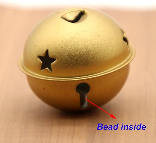 Miniatura 7 de LXZ Campanas redondas decorativas  Cascabeles de metal para fiestas, hogar, Navidad, diámetro de 1-3132 pulgadas (2.0 in) (oro, 6)