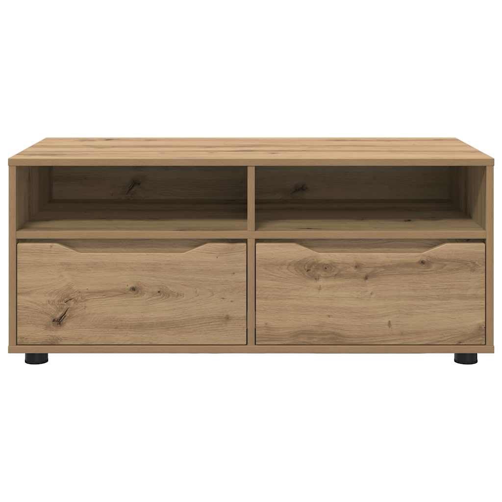 Mobile TV in rovere Artisan, 100 x 48 x 43 cm, con cassetto e ripiani, mobile basso per soggiorno, HiFi, canalina per cavi, archiviazione multimediale, home theater e angolo gaming