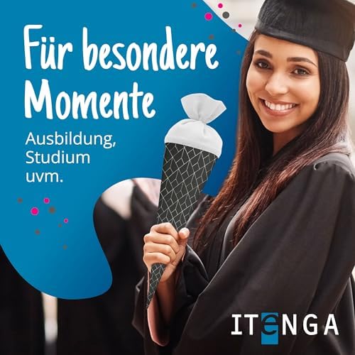 7. Bild von itenga Geschwisterschultüte 35cm Geschenkverpackung Schultüte Zuckertüte klein für Erwachsene Kinder Party (Abstrakt schwarz weiß)