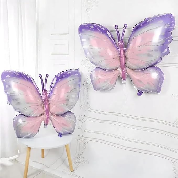PartyToko butterfly birthday theme decoration Happy Birthday Banner, with Big Butterfly cutouts for Women Girl Birthday Party Butter fly Theme Supplies 101pcs combo 1