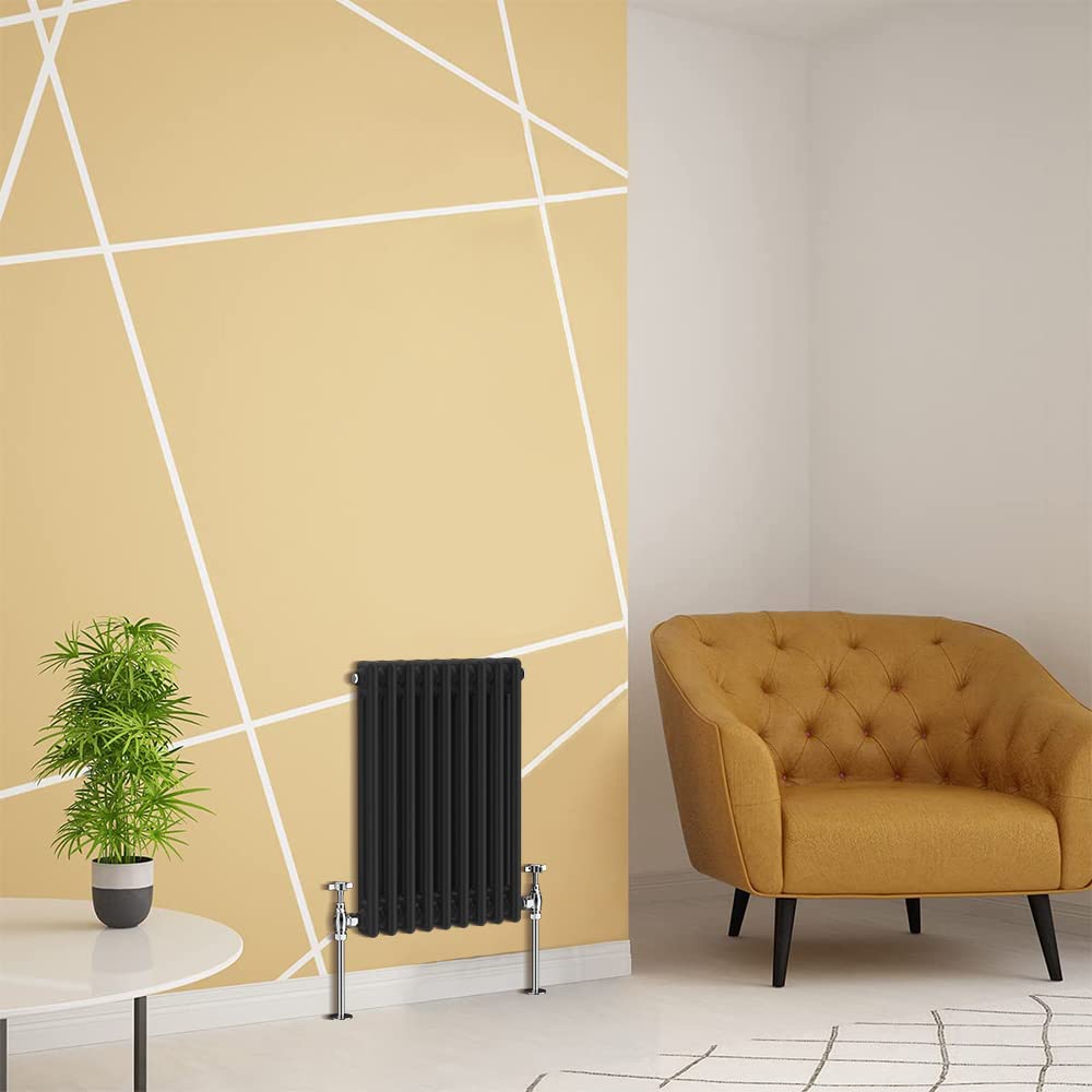 Warmehaus Traditional Radiator 2 Column Black Horizontal 600x425mm