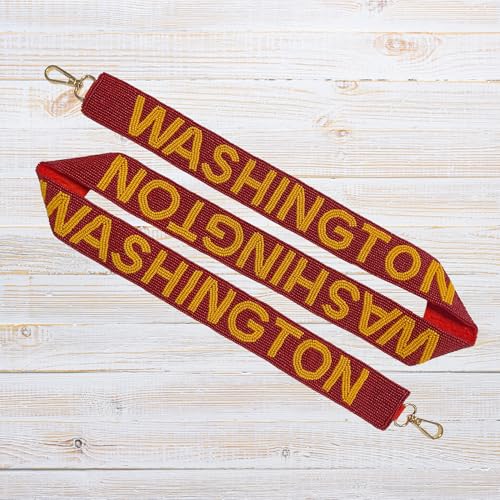 Washington Dark Red Beaded Purse Strap Yellow Letters 49” Length Pro Football Stadium Approved Clear Bag Commander Gold Hardware Sports Division East3