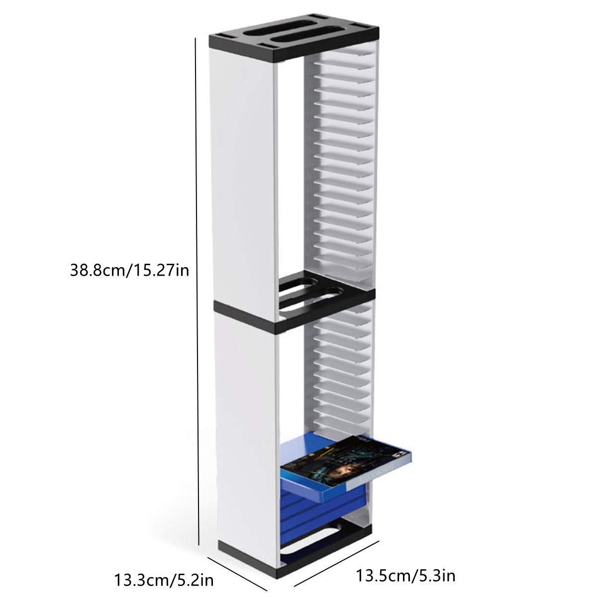 Support de rangement pour 36 disques de jeux vidéo pour PS5 | Étagère verticale pour organiser les boîtiers et libérer l’espace de jeu