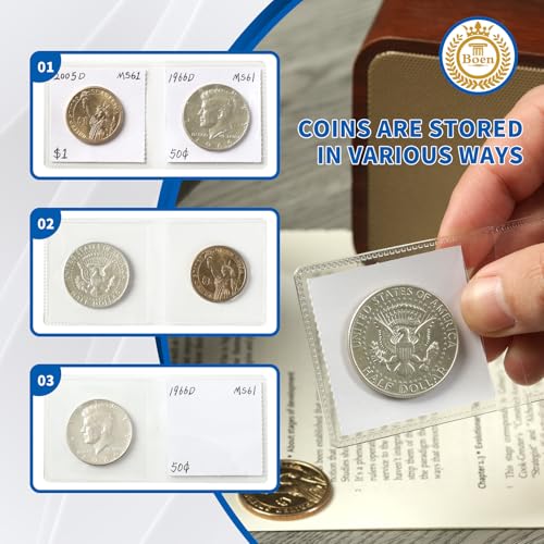 Boen 100 piezas fundas para monedas con doble bolsillo miniatura 5