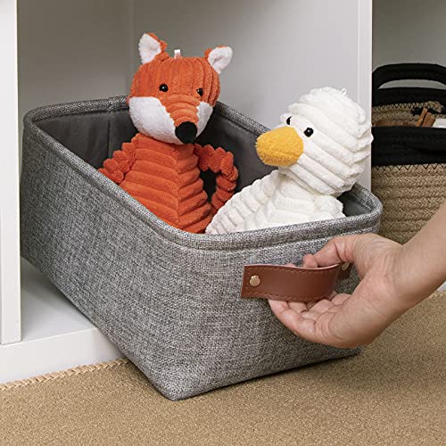 Image of DULLEMELO Small Collapsible Fabric Basket for Organizing, Shelves, Closets, Laundry, Nursery, Decorative Gift Basket (Gray)