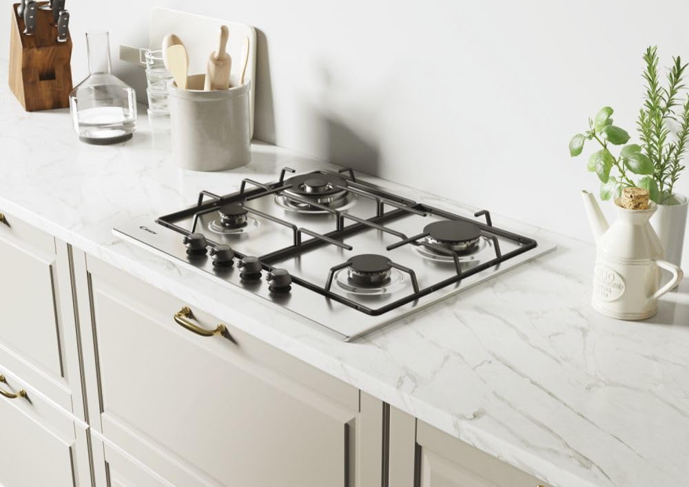 Cocina de gas, nº 4 fuegos, ancho 60 cm, color inoxidable