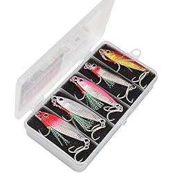 Cebos Para Pescar Dorada Y Lubina Tolure Señuelo Jig 15g Tiro Largo Pesca en Tierra Recubrimiento Láser Kit de Pesca Señuelo Jigging Aparejos de Pesca para Platija Salmón Dorada Caballa Bass Trucha 5 Piezas/Caja