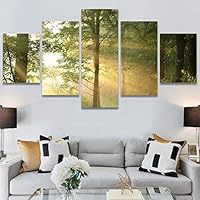 SIGNWIN 5 Panel Canvas Wall Art Modern Art Dramatic Forest Multicolor Photography Romantics Scenic for Home Decorations Ready to Hang - 60
