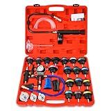 Auto Dynasty 28pcs Radiator Pressure Tester & Vacuum Type Cooling System Kit for Leak Testing Car Van SUV Truck